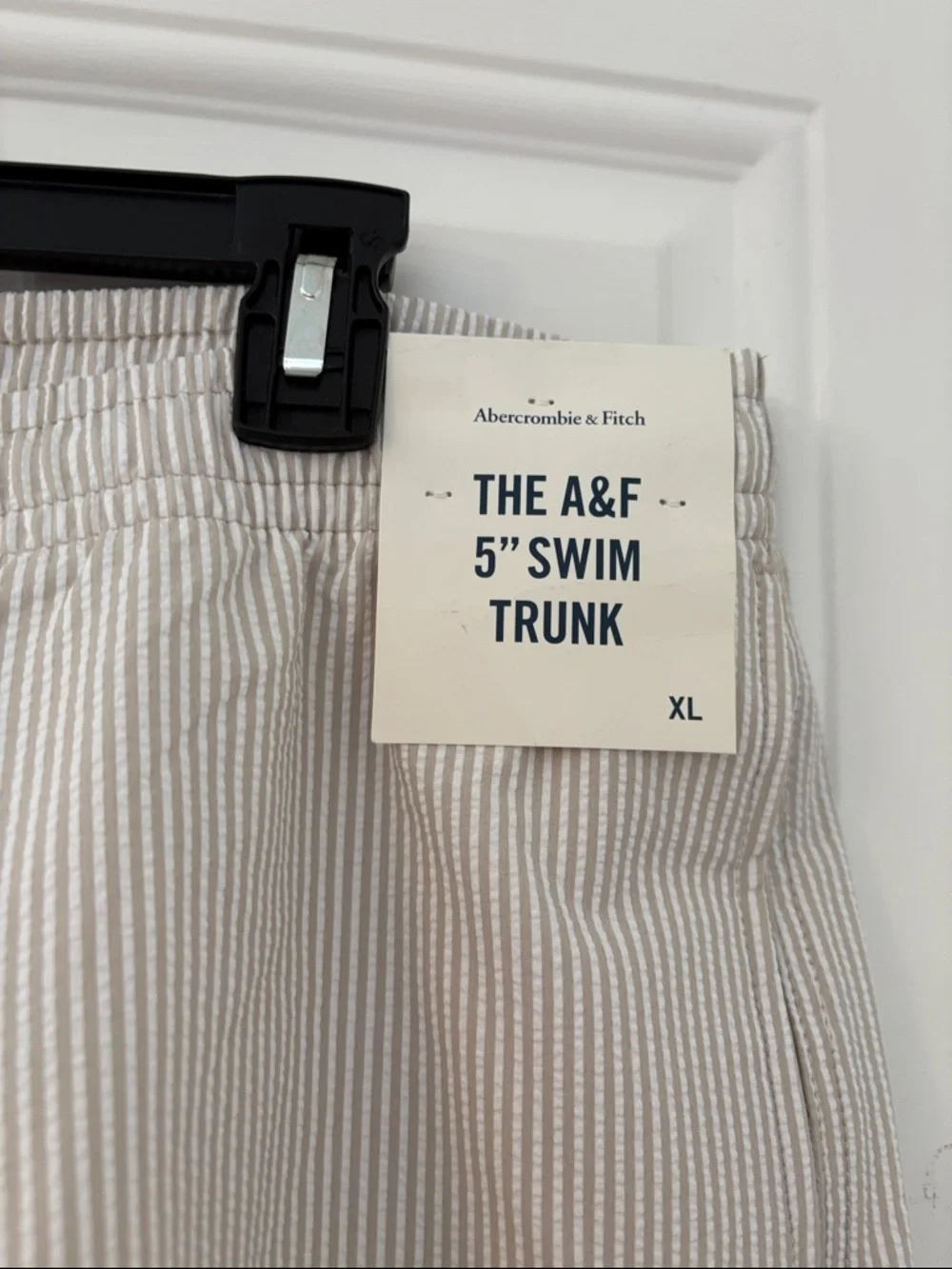 NWT ABERCROMBIE & FITCH Pull-On Seersucker Swim Trunk Relaxed 5
